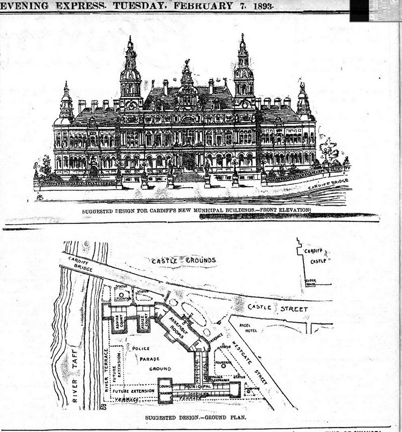  Municipal buildings suggested design by Mr. Edwin Seward Evening Express 7th February 1893