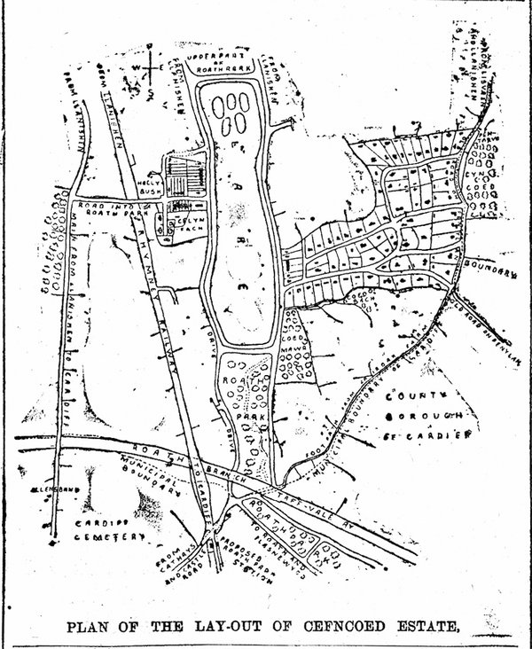  Plan Of The Lay-Out Of Cefncoed Estate, Development Of The District. Evening Express 1st August 1894 