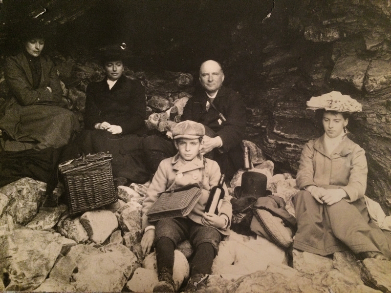 Sybil Corbett (friend), Winifred Vachell (EVs mother), Charles Vachell (EVs father), Eleanor, with brother Eustace in front on a Family holiday in Ireland