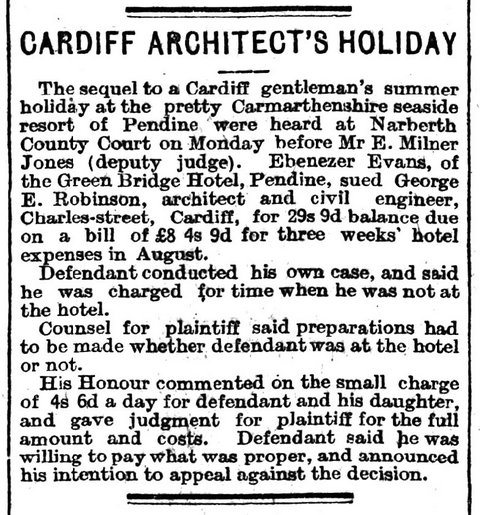 Excerpt from The Cardiff Times 22nd October1910