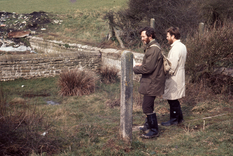 Approaching Cwm Bach nettles where sheep shelter. Roy Perry(left) with Dr. John Howden. Heritage Coast Officer
