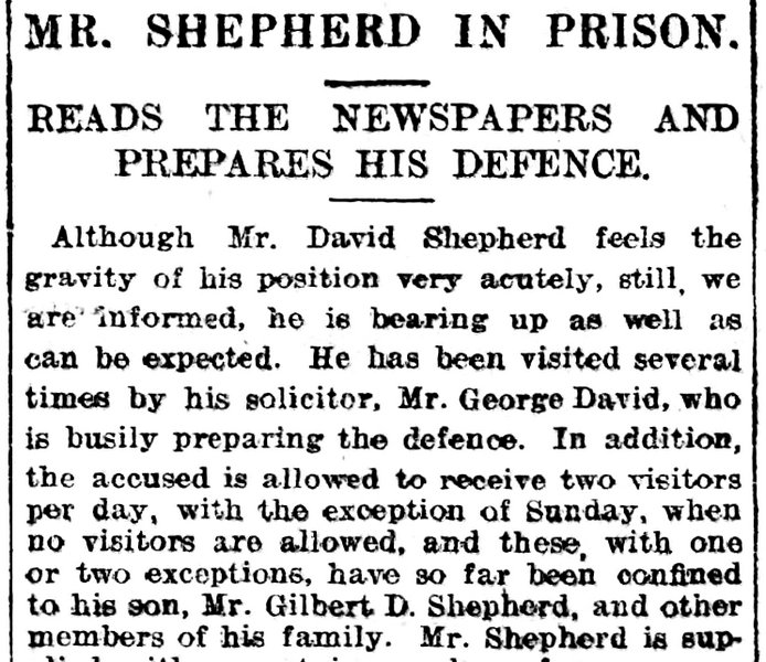 Mr. Shepherd In Prison, Evening Express 30th September 1904 