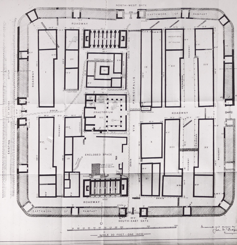 Plan of Gelligaer camp measured and drawn by J W Rodgers from the transactions