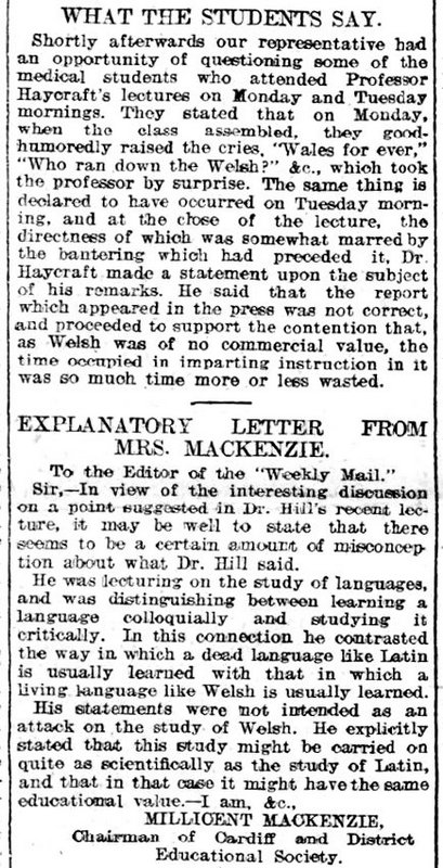 Professor Haycraft And His Students. A Demonstration And An Explanation, Weekly Mail 30th November 1907