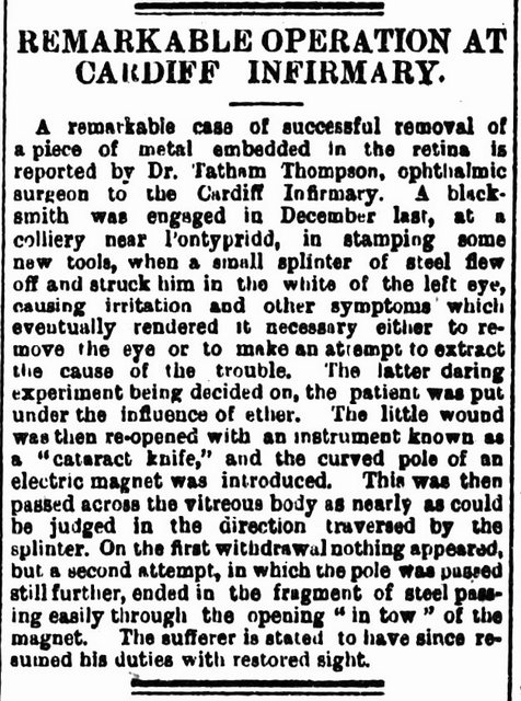 Remarkable Operation At Cardiff Infirmary The Western Mail 2nd November 1891