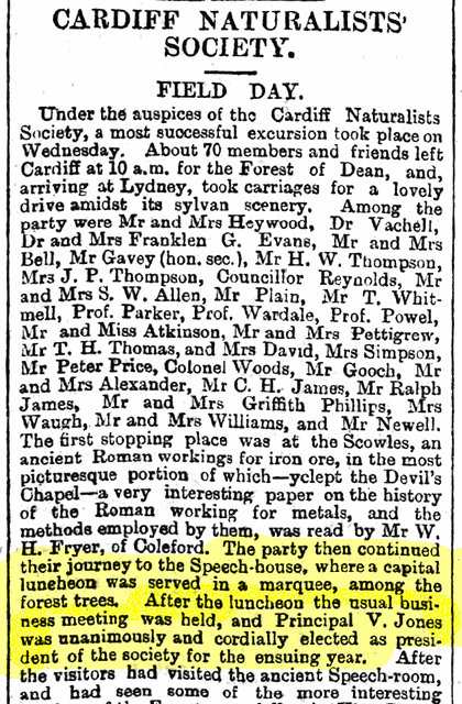 Field Trip description from The Cardiff Times 26th June 1886