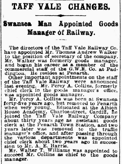 Taff Vale Changes,The Cambria Daily Leader 11th January 1913 