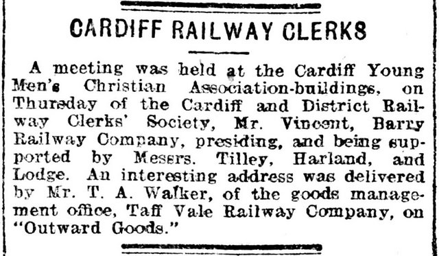 Cardiff Railway Clerks, Evening Express 1st December 1905  